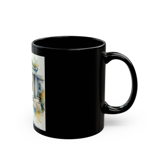 Angry Stick Figure 'GMYOFB' Black Coffee Mug – Funny Protest Architecture Art